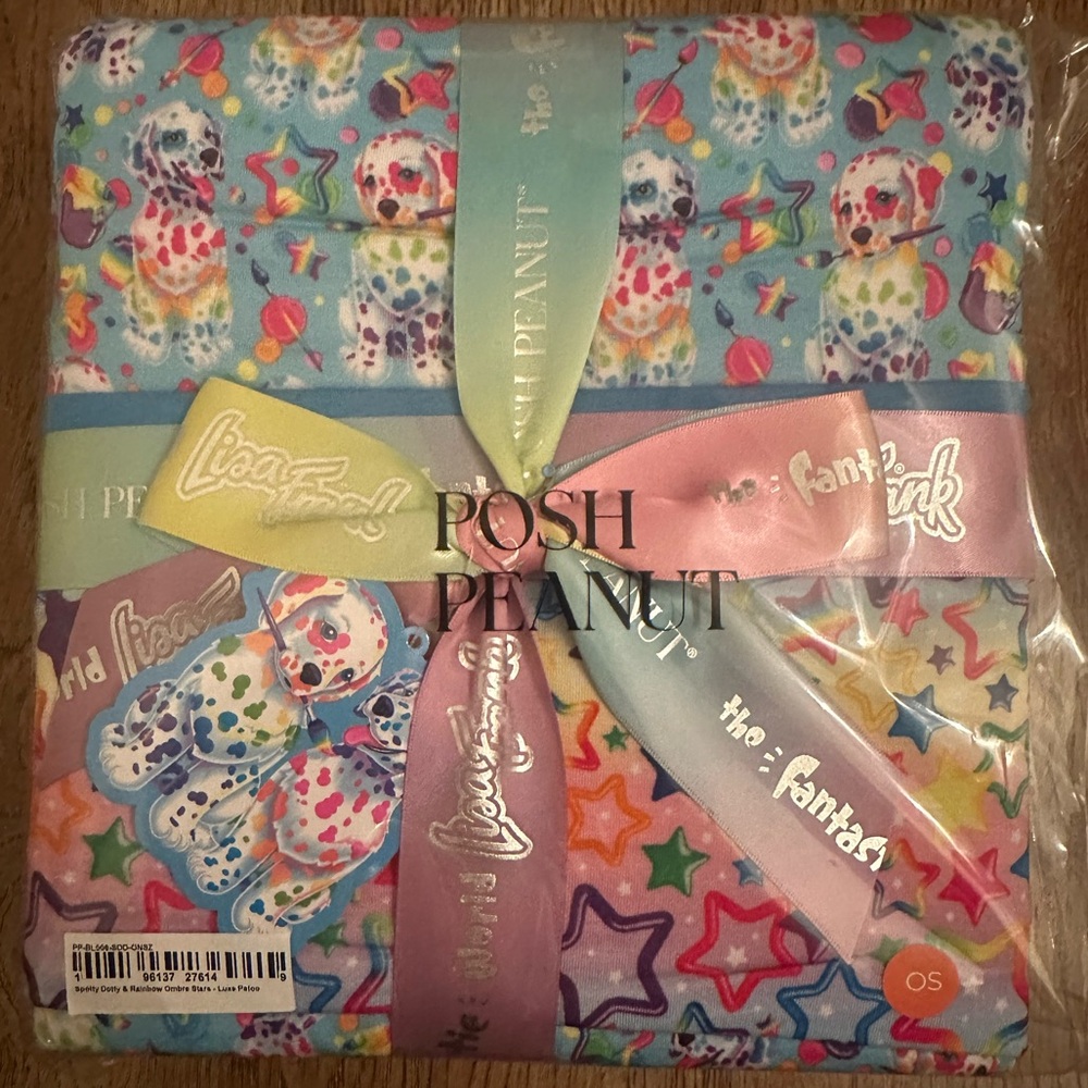 Posh peanut luxe patoo Lisa Frank spotty and dotty print